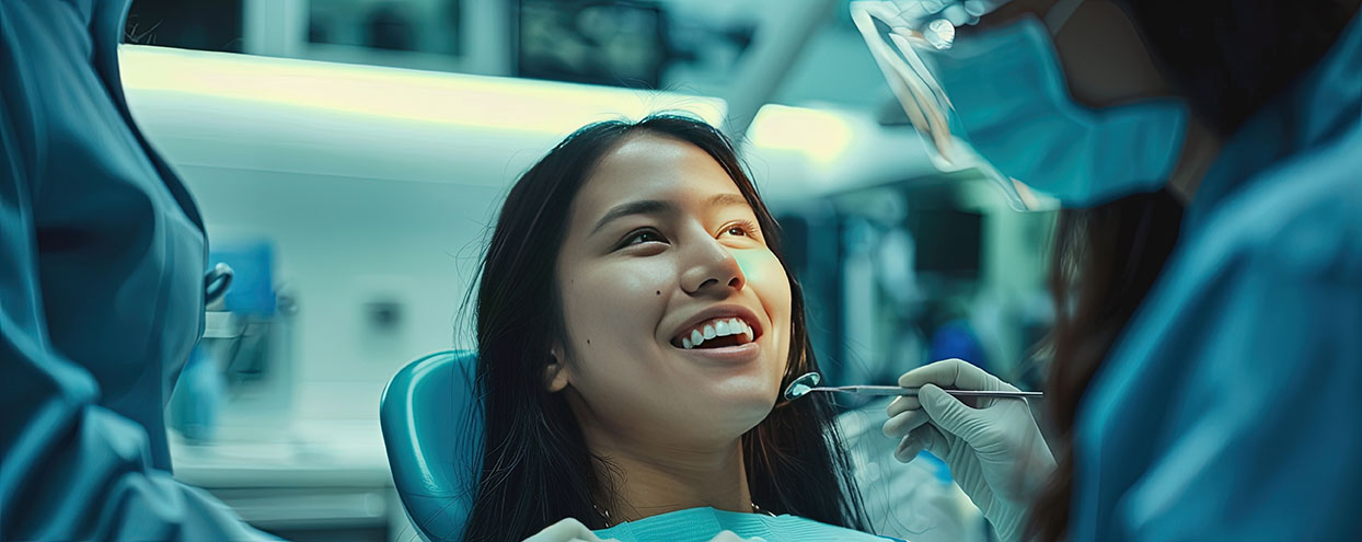 Woman getting a dental checkup