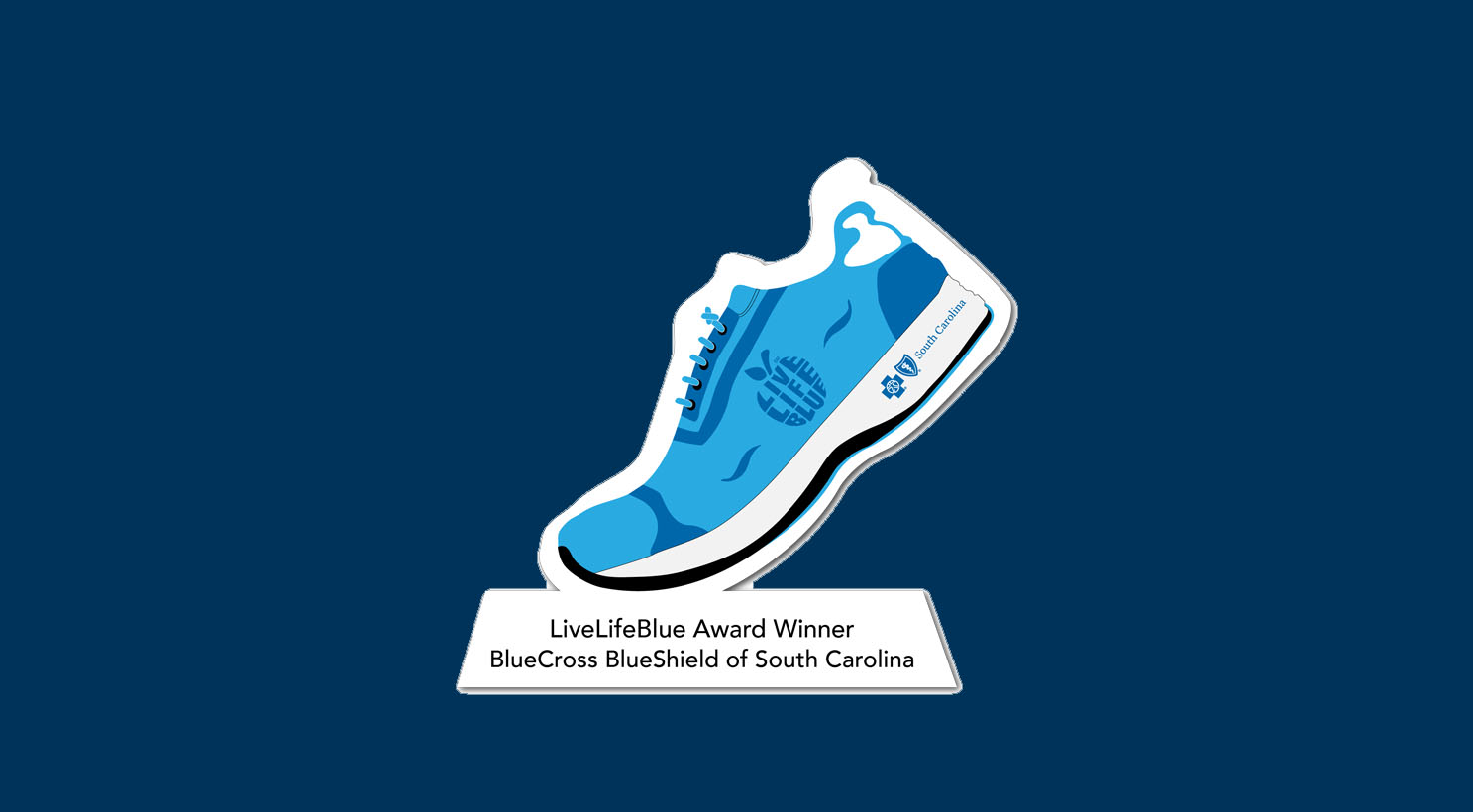 blue shoe award with blue background
