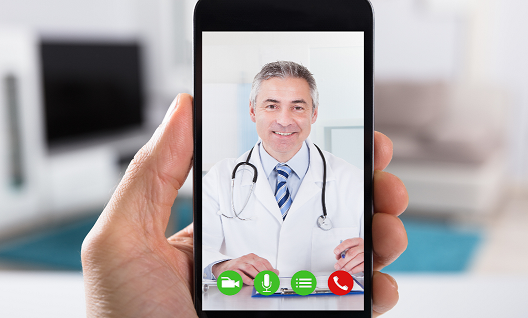 Doctor visit on mobile phone